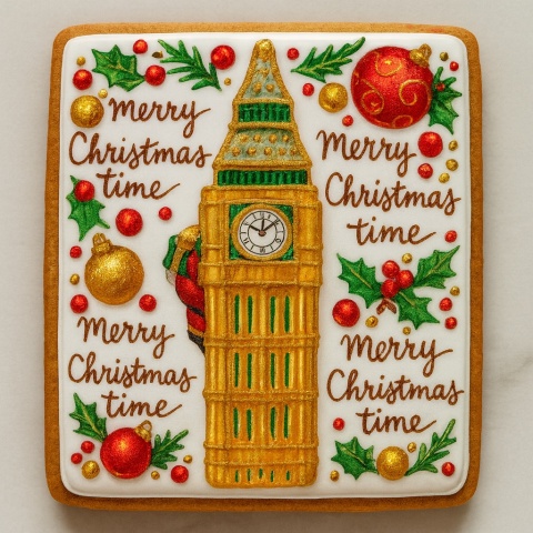 Ciastko lukrowane BIG BEN BOŻE NARODZENIE roz.XL PION ręcznie robione Ciastko lukrowane BIG BEN BOŻE NARODZENIE roz.XL PION ręcznie robione