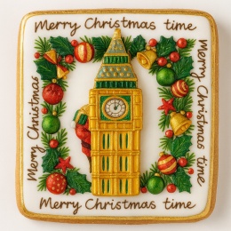 Ciastko lukrowane BIG BEN BOŻE NARODZENIE roz.S KWADRAT ręcznie robione