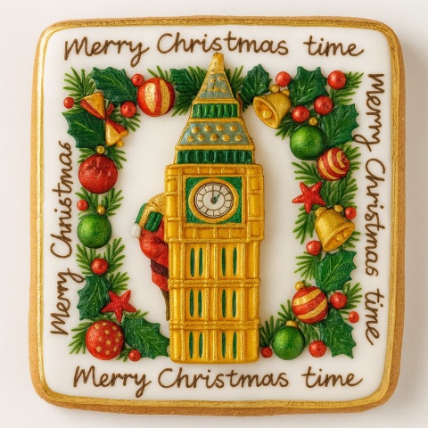 Ciastko lukrowane BIG BEN BOŻE NARODZENIE roz.L POZIOM ręcznie robione Ciastko lukrowane BIG BEN BOŻE NARODZENIE roz.L POZIOM ręcznie robione