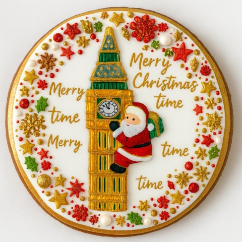 Ciastko lukrowane BIG BEN NO2 BOŻE NARODZENIE roz.XL KOŁO ręcznie robione Ciastko lukrowane BIG BEN NO2 BOŻE NARODZENIE roz.XL KOŁO ręcznie robione