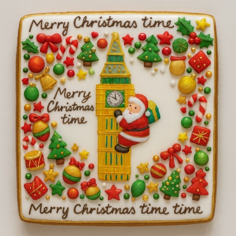 Ciastko lukrowane BIG BEN NO2 BOŻE NARODZENIE roz.M  KWADRAT AT ręcznie robione