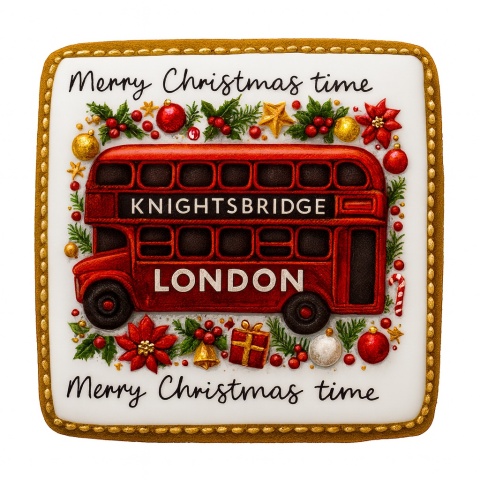 Ciastko lukrowane BUS BOŻE NARODZENIE roz.M  KWADRAT AT ręcznie robione