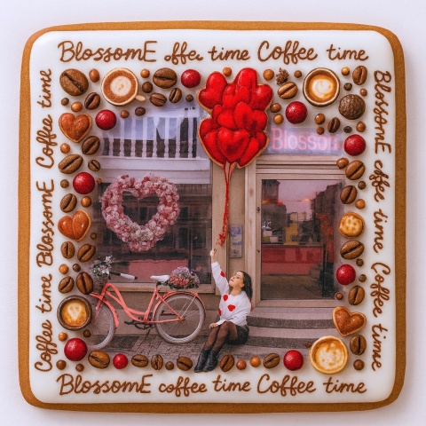 Ciastko lukrowane BlossomE cafe DREAM roz.L  KWADRAT AT ręcznie robione