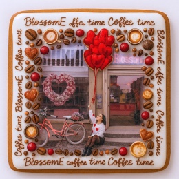Ciastko lukrowane BlossomE cafe DREAM roz.M KWADRAT ręcznie robione