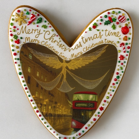 Ciastko lukrowane LIGHT NIGHT BOŻE NARODZENIE roz.M SERCE ręcznie robione Ciastko lukrowane LIGHT NIGHT BOŻE NARODZENIE roz.M SERCE ręcznie robione