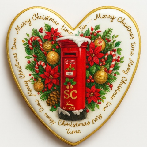 Ciastko lukrowane MAILBOX BOŻE NARODZENIE roz.L SERCE ręcznie robione