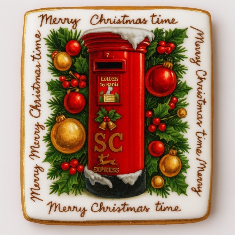 Ciastko lukrowane MAILBOX BOŻE NARODZENIE roz.M PROSTOKĄT ręcznie robione Ciastko lukrowane MAILBOX BOŻE NARODZENIE roz.M PROSTOKĄT ręcznie robione