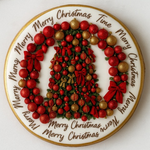 Ciastko lukrowane RED TREE BOŻE NARODZENIE roz.XL KOŁO ręcznie robione