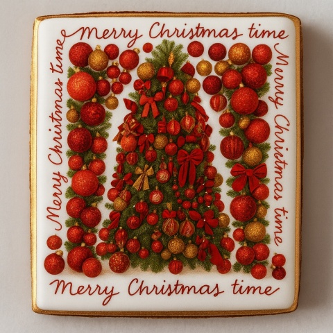 Ciastko lukrowane RED TREE BOŻE NARODZENIE roz.S PION ręcznie robione