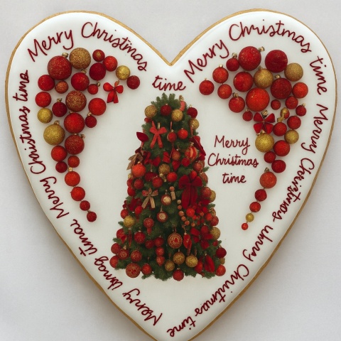 Ciastko lukrowane RED TREE BOŻE NARODZENIE roz.XL SERCE ręcznie robione