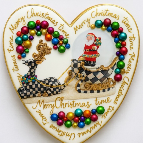 Ciastko lukrowane SANTA CLAUS BOŻE NARODZENIE roz.M SERCE ręcznie robione