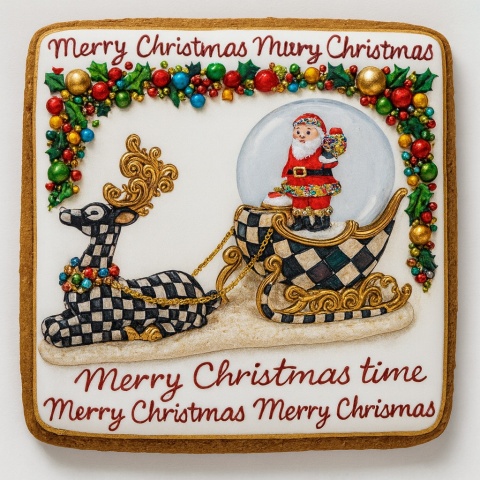 Ciastko lukrowane SANTA CLAUS BOŻE NARODZENIE roz.M  KWADRAT AT ręcznie robione