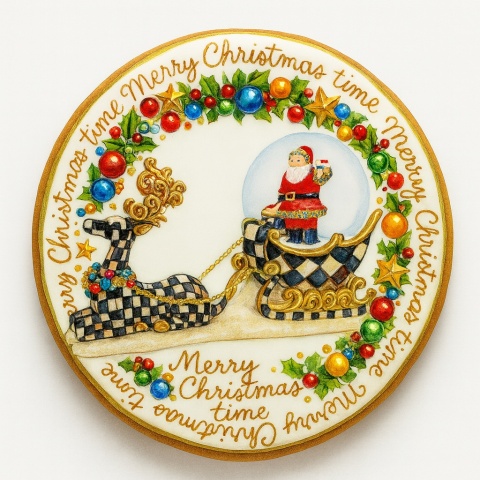 Ciastko lukrowane SANTA CLAUS BOŻE NARODZENIE roz.S KOŁO ręcznie robione Ciastko lukrowane SANTA CLAUS BOŻE NARODZENIE roz.S KOŁO ręcznie robione