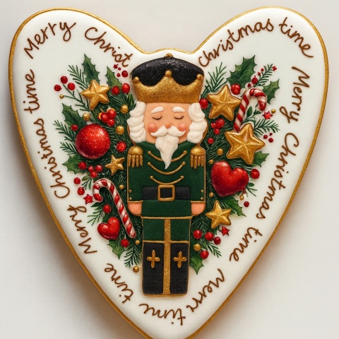 Ciastko lukrowane Dziadek Do Orzechów No2 serce roz. S ręcznie robione Ciastko lukrowane Dziadek Do Orzechów No2 serce roz. S ręcznie robione