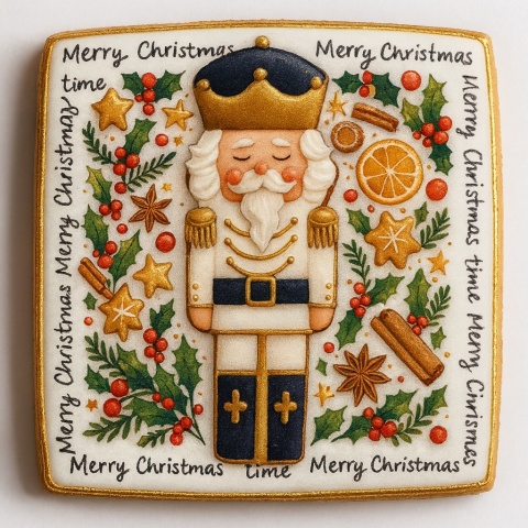 Ciastko lukrowane Dziadek Do Orzechów No5 kwadr roz.XL ręcznie robione Ciastko lukrowane Dziadek Do Orzechów No5 kwadr roz.XL ręcznie robione