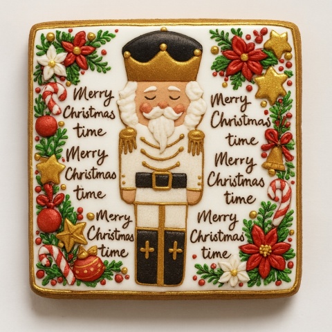 Ciastko lukrowane Dziadek Do Orzechów No6 kwadr roz.S ręcznie robione Ciastko lukrowane Dziadek Do Orzechów No6 kwadr roz.S ręcznie robione