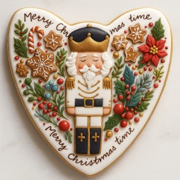 Ciastko lukrowane Dziadek Do Orzechów No8 serce roz.XL ręcznie robione