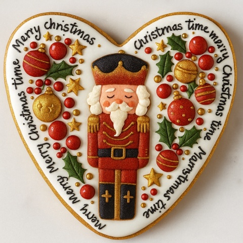 Ciastko lukrowane Dziadek Do Orzechów No9 serce roz.S ręcznie robione Ciastko lukrowane Dziadek Do Orzechów No9 serce roz.S ręcznie robione