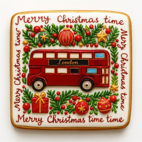 Ciastko lukrowane LONDON BUS BOŻE NARODZENIE roz.XL POZIOM ręcznie robione Ciastko lukrowane LONDON BUS BOŻE NARODZENIE roz.XL POZIOM ręcznie robione