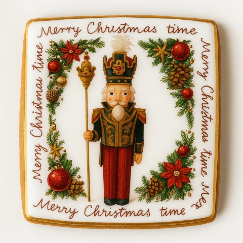Ciastko lukrowane NUTCRACKER NO1 BOŻE NARODZENIE roz.L KWADRAT ręcznie robione Ciastko lukrowane NUTCRACKER NO1 BOŻE NARODZENIE roz.L KWADRAT ręcznie robione