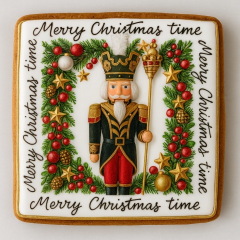 Ciastko lukrowane NUTCRACKER NO5 BOŻE NARODZENIE roz.XL  KWADRAT AT ręcznie robione