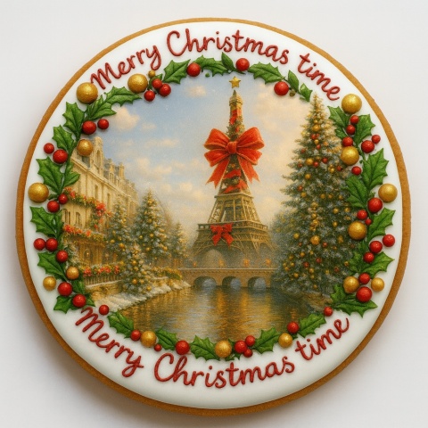 Ciastko lukrowane Paris BOŻE NARODZENIE roz.L KOŁO ręcznie robione Ciastko lukrowane Paris BOŻE NARODZENIE roz.L KOŁO ręcznie robione