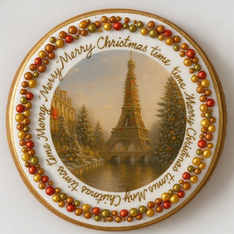 Ciastko lukrowane Paris NO1 BOŻE NARODZENIE roz.XL KOŁO ręcznie robione Ciastko lukrowane Paris NO1 BOŻE NARODZENIE roz.XL KOŁO ręcznie robione