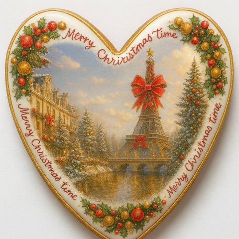Ciastko lukrowane Paris NO1 BOŻE NARODZENIE roz.L SERCE ręcznie robione Ciastko lukrowane Paris NO1 BOŻE NARODZENIE roz.L SERCE ręcznie robione