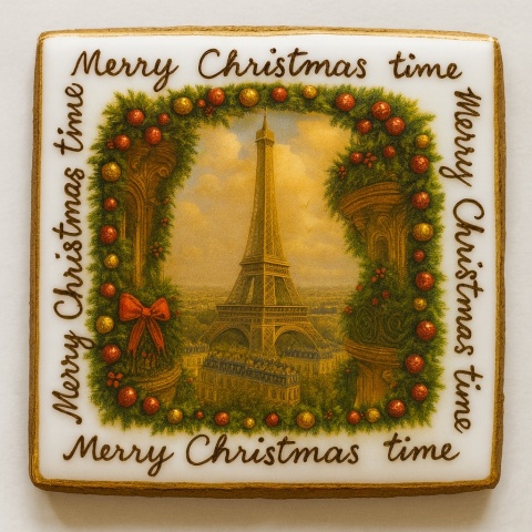 Ciastko lukrowane Paris NO3 BOŻE NARODZENIE roz.XL KWADRAT ręcznie robione Ciastko lukrowane Paris NO3 BOŻE NARODZENIE roz.XL KWADRAT ręcznie robione