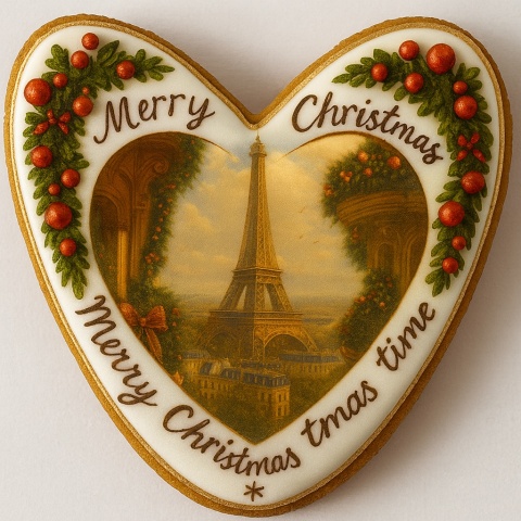 Ciastko lukrowane Paris NO3 BOŻE NARODZENIE roz.M SERCE ręcznie robione