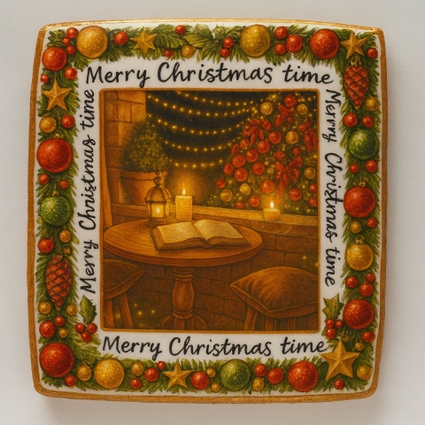 Ciastko lukrowane Christmas tree NO1 BOŻE NARODZENIE roz.L  KWADRAT AT ręcznie robione