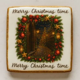 Ciastko lukrowane Christmas tree NO5 BOŻE NARODZENIE roz.L KWADRAT ręcznie robione