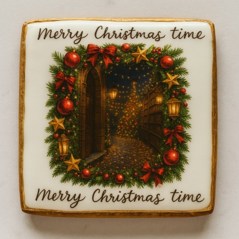 Ciastko lukrowane Christmas tree NO5 BOŻE NARODZENIE roz.M  KWADRAT AT ręcznie robione