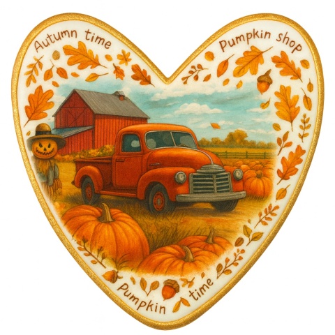 Ciastko lukrowane FARMA DYNIOWA No1 roz.M serce Jesień ręcznie robione