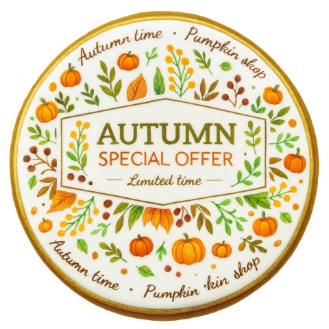 Ciastko lukrowane PUMPKIN SPECIAL roz.XL KOŁO Jesień ręcznie robione Ciastko lukrowane PUMPKIN SPECIAL roz.XL KOŁO Jesień ręcznie robione