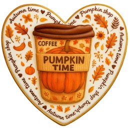 Ciastko lukrowane PUMPKIN LATTE roz.XL serce Jesień ręcznie robione