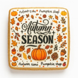 Ciastko lukrowane   AUTUMN N  SEASON roz.M  KWADRAT AT Jesień ręcznie robione