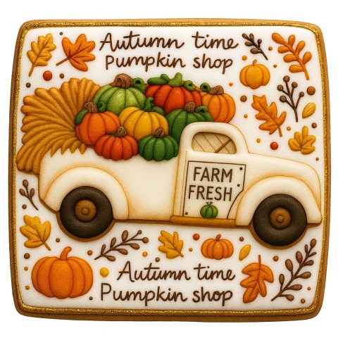 Ciastko lukrowane PUMPIKN COLORS roz.S  KWADRAT AT Jesień ręcznie robione