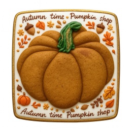 Ciastko lukrowane PUMPKIN CLASSIC roz.L KWADRAT Jesień ręcznie robione