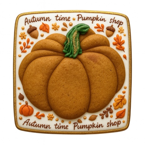 Ciastko lukrowane PUMPKIN CLASSIC roz.S  KWADRAT AT Jesień ręcznie robione