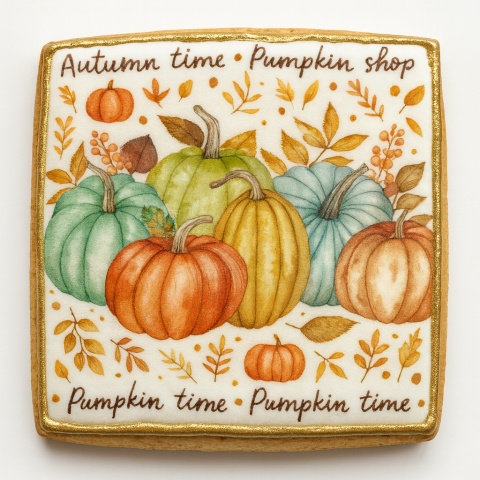 Ciastko lukrowane PUMPKIN COLORS roz.S KWADRAT Jesień ręcznie robione
