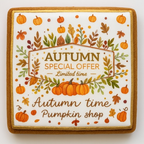 Ciastko lukrowane AUTUM SPECIAL roz.S KWADRAT Jesień ręcznie robione Ciastko lukrowane AUTUM SPECIAL roz.S KWADRAT Jesień ręcznie robione