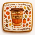 Ciastko lukrowane PUMPKIN LATTE roz.XL KWADRAT Jesień ręcznie robione