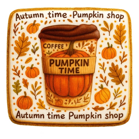 Ciastko lukrowane PUMPKIN LATTE roz.M POZIOM Jesień ręcznie robione