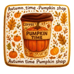 Ciastko lukrowane PUMPKIN LATTE roz.L POZIOM Jesień ręcznie robione