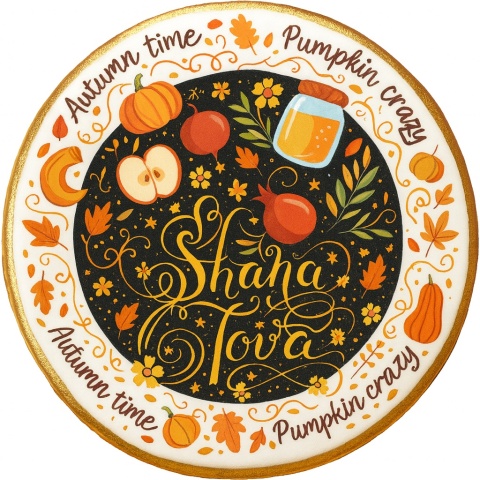 Ciastko lukrowane BLACK AUTUMN N roz.XL KOŁO Jesień ręcznie robione Ciastko lukrowane BLACK AUTUMN N roz.XL KOŁO Jesień ręcznie robione