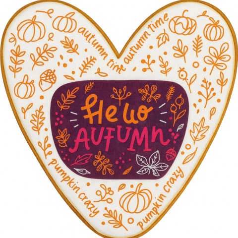 Ciastko lukrowane HELLO AUTUMN roz.XL SERCE Jesień ręcznie robione Ciastko lukrowane HELLO AUTUMN roz.XL SERCE Jesień ręcznie robione
