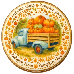 Ciastko lukrowane BLUE BUS  PUMPKIN  roz.XL KOŁO Jesień ręcznie robione