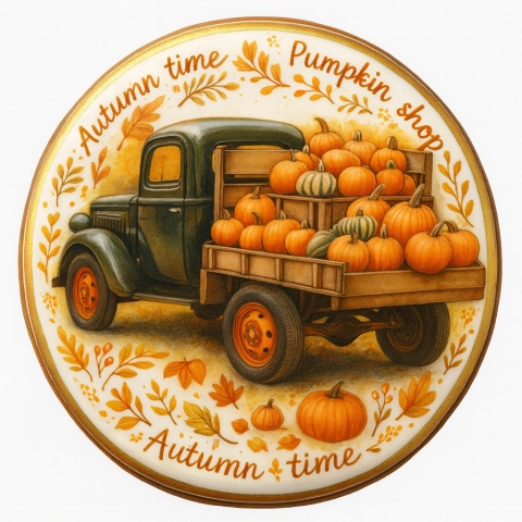 Ciastko lukrowane BLACK BUS  PUMPKIN  roz.XL KOŁO Jesień ręcznie robione Ciastko lukrowane BLACK BUS  PUMPKIN  roz.XL KOŁO Jesień ręcznie robione