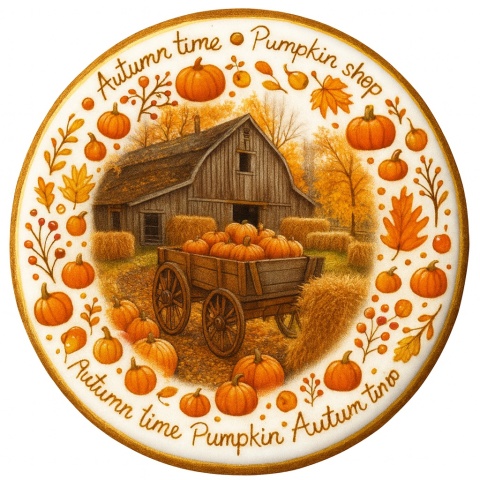 Ciastko lukrowane FARM  PUMPKIN  No.1 roz.L KOŁO Jesień ręcznie robione Ciastko lukrowane FARM  PUMPKIN  No.1 roz.L KOŁO Jesień ręcznie robione